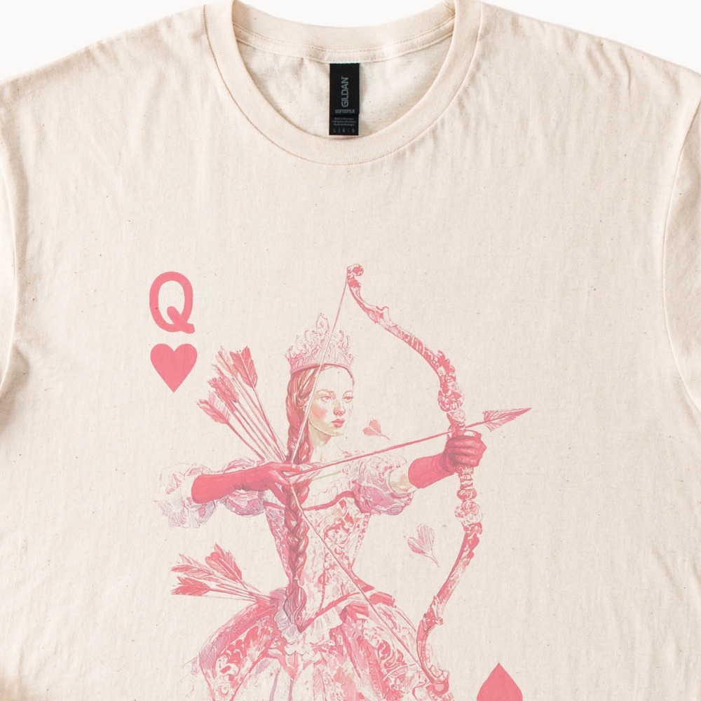 Ornate Archer Princess Graphic Tee Elegant Line Art Design